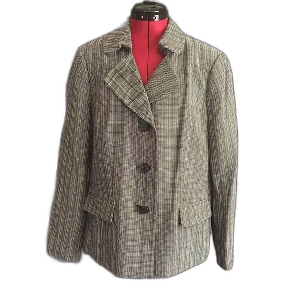 Suit Studio Blazer Women’s Plus Size 18 Grey Striped Long Sleeve Button Front - Picture 7 of 8